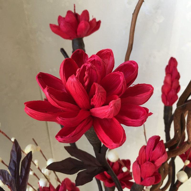 客厅玄关隔断落地装饰干枝干花仿真花