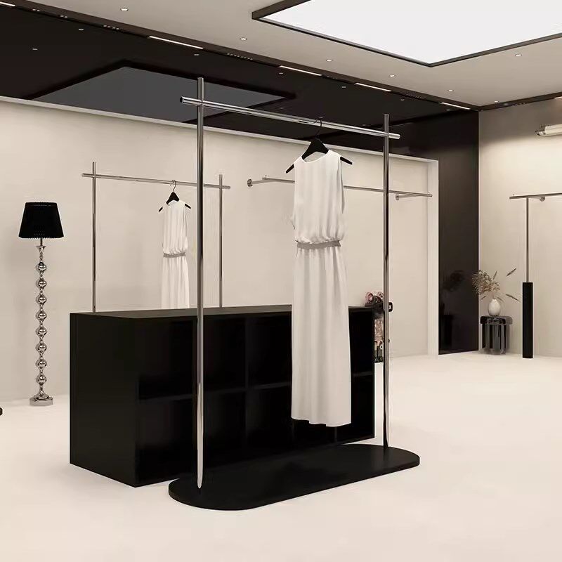 服装店展示架不锈钢黑色挂衣架陈列架落地式女装店铺专用陈列货架