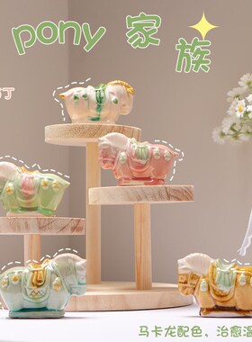 唐三彩新款小唐马Q萌可爱手工陶瓷创意文创摆件礼品博物馆文创