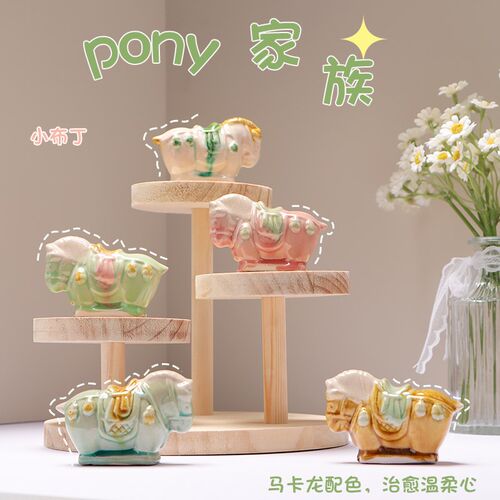 唐三彩新款小唐马Q萌可爱手工陶瓷创意文创摆件礼品博物馆文创