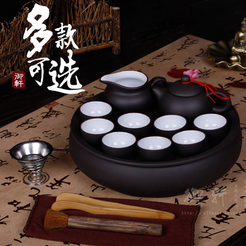 特价包邮纯紫砂工夫茶具套装 整套茶具陶瓷茶盘茶海茶船茶台茶壶