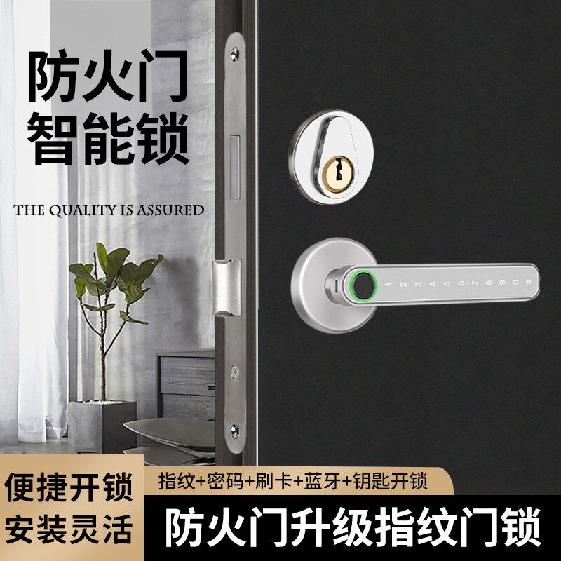 防火门锁改装指纹锁家用通道智能锁办公室密码锁室内消防门电子锁