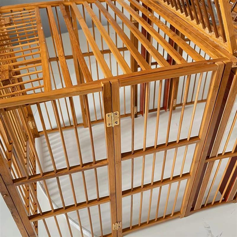新用途画眉鸟竹笼可拆折叠打架攻笼斗鸟公笼纯手工打笼斑鸠自动门