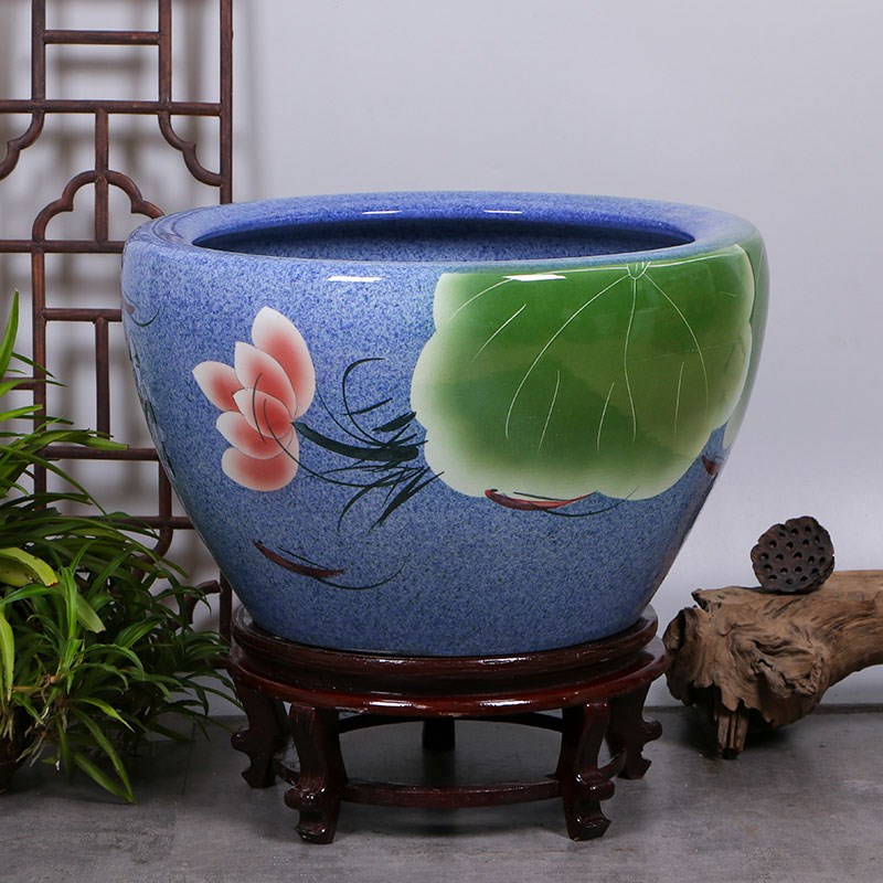景德镇陶瓷花盆特大号阳台室内外养睡碗莲荷花缸庭院种树花盆水缸
