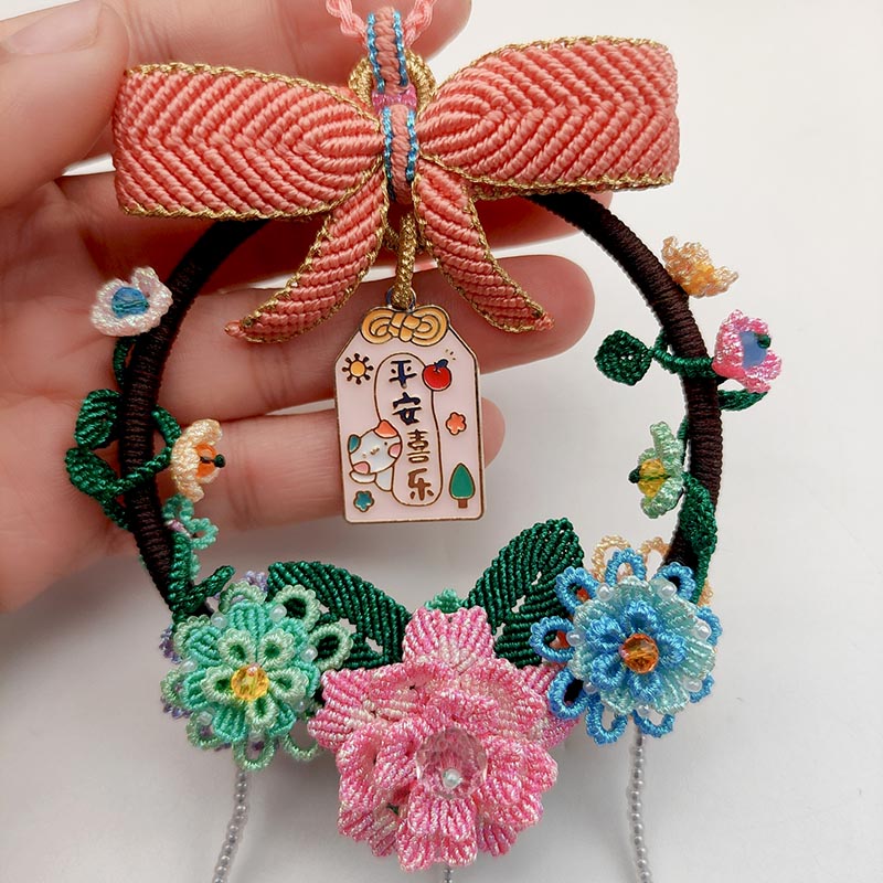 时光与美-秘密花园diy编绳材料包 汽车保平安高颜值花环车挂饰品
