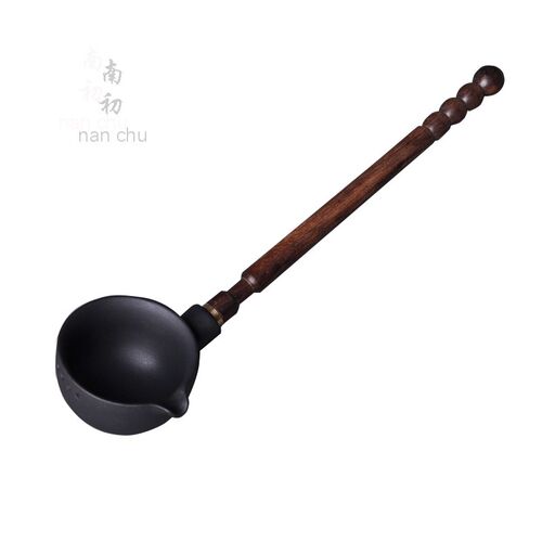 台湾火山石煮茶器分茶勺分茶器勺子黑檀木长柄茶道配件