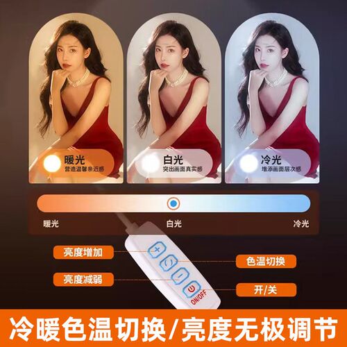 LED镜前灯三色调光便携式化妆补光灯适用寝室桌面直立化妆灯拍照