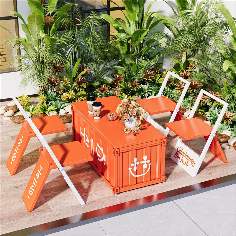 工业风桌椅组合网红餐厅咖啡厅奶茶店休闲区铁艺洽谈长餐桌商用