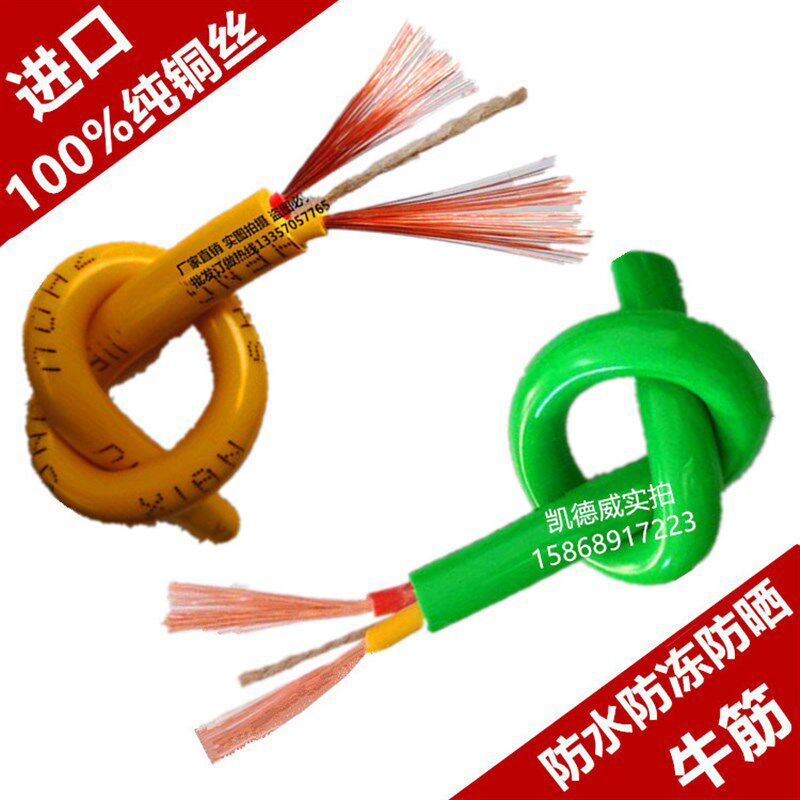 纯铜芯护套线家用电线电车充电延长线空调线电源线牛筋软线灯头线