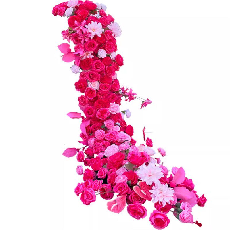仿真桌花高级感仿真拖尾花婚礼布置瀑布花餐厅生日桌摆花长条花藤