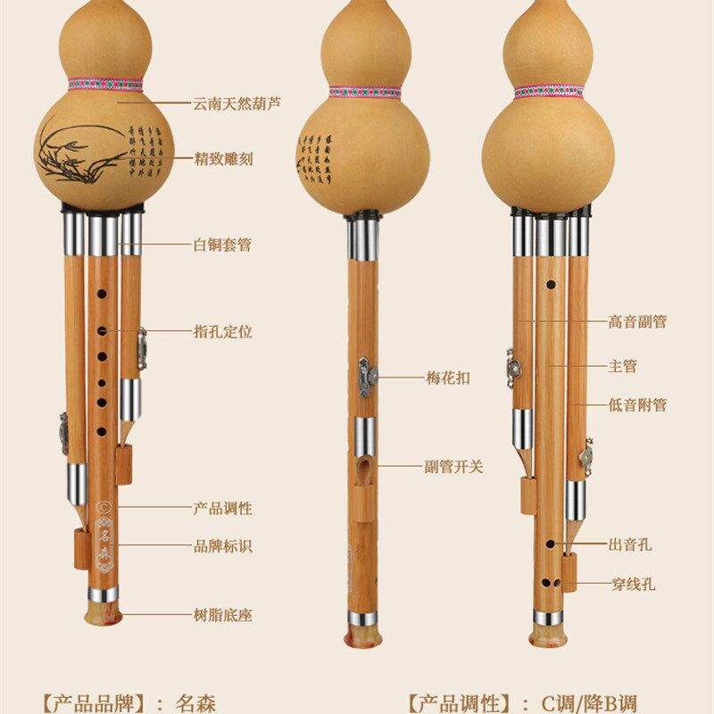 名森金丝楠木葫芦丝学生初学入门专业演奏型降BC调葫芦吹奏乐器