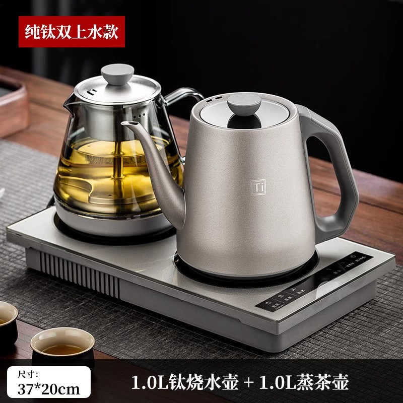 纯钛烧水壶双上水变频恒温定温茶台嵌入式泡茶炉蒸茶煮茶器