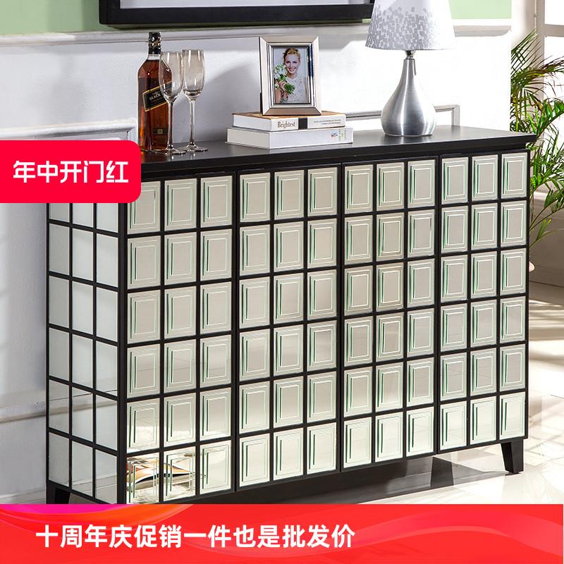 镜面鞋柜家用多层大容量进门门厅玄关隔断柜多功能玻璃餐边柜定制