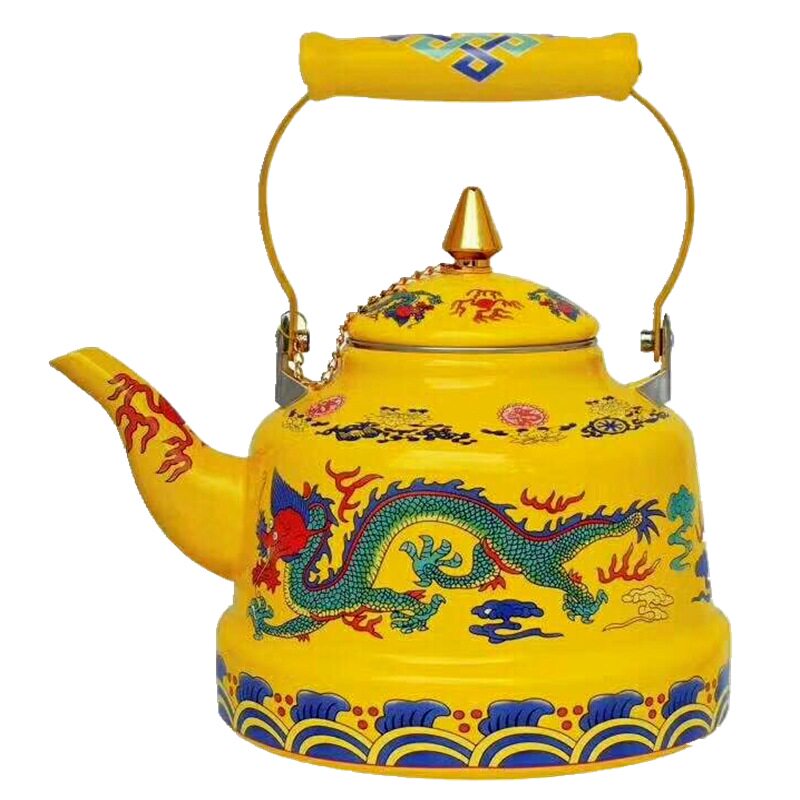 藏式八吉祥珐琅彩搪瓷茶壶蒙古西藏民族特色奶茶酥油冲茶壶茶餐具