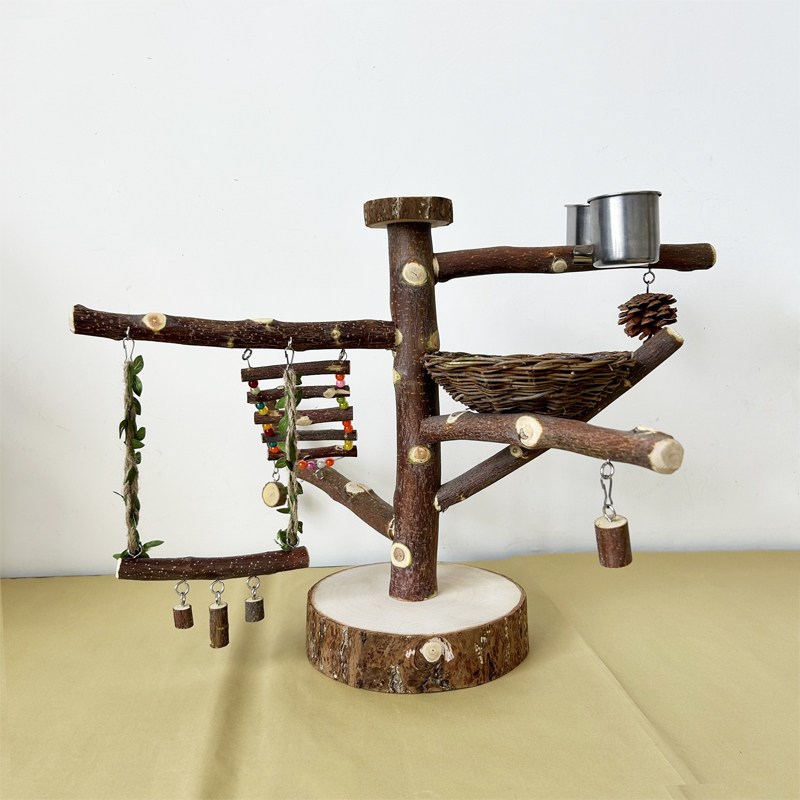 鹦鹉鸟站架子树枝桌面虎皮牡丹玄凤原木站台玄风落地式攀爬架秋千
