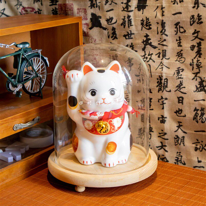 招财猫小号摆件开业家居客厅创意陶瓷摆件店铺收银台发财猫开业礼