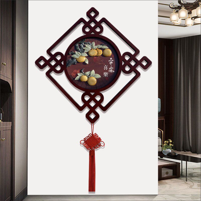 中国结挂件客厅大号福字挂饰墙上装饰品高档挂画玉雕画玄关装饰画