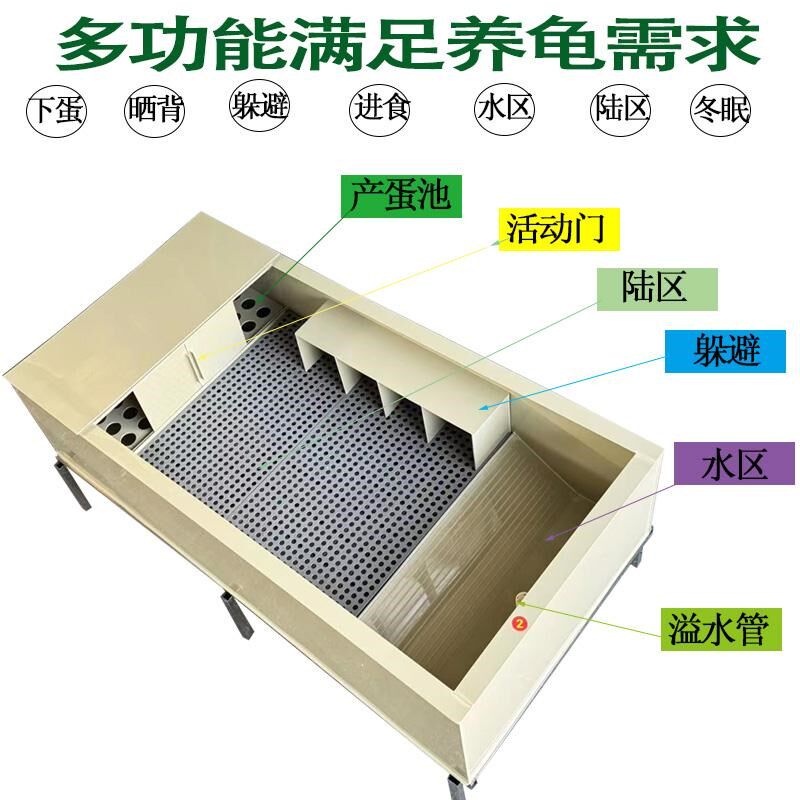半水陆龟黄缘生态龟池家用PP龟箱养殖箱产蛋繁殖龟箱带垫板龟缸