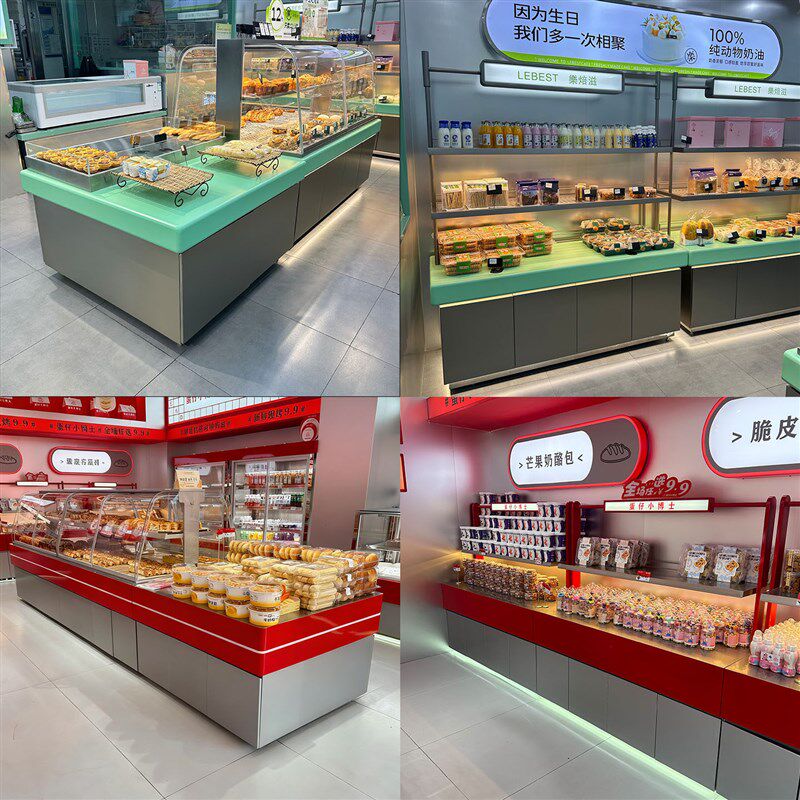不锈钢弧形面包柜商用面包展示柜中岛柜边柜烘焙店蛋糕冷藏展示柜