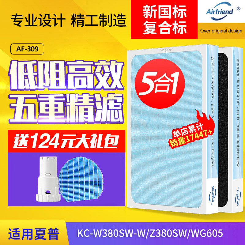 适配夏普空气净化器滤网KC-W380SW/280SW/Z200/BB60/WB6滤芯WG605