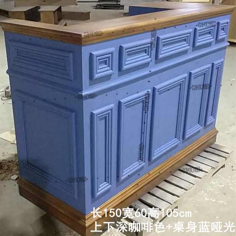 服装店复古收银台小型柜台电脑桌欧式转角前台接待台商用酒吧吧台