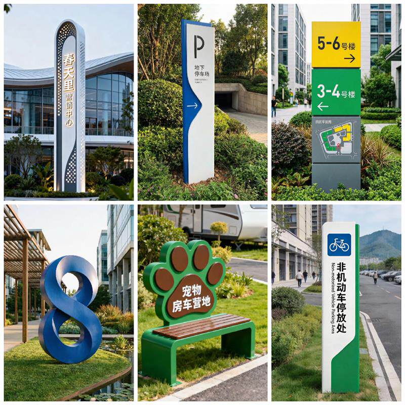 导向牌立式指示牌户外精神堡垒导视牌停车场小区不锈钢立牌指路牌