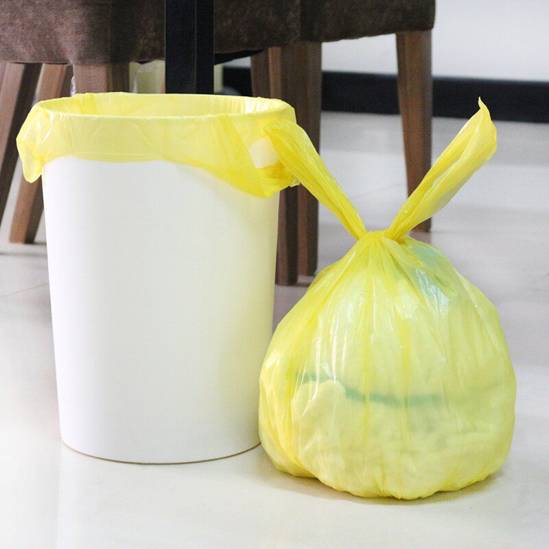 巧心提手蓝色黄色垃圾袋大号中号背心式手提塑料袋卷装清香味