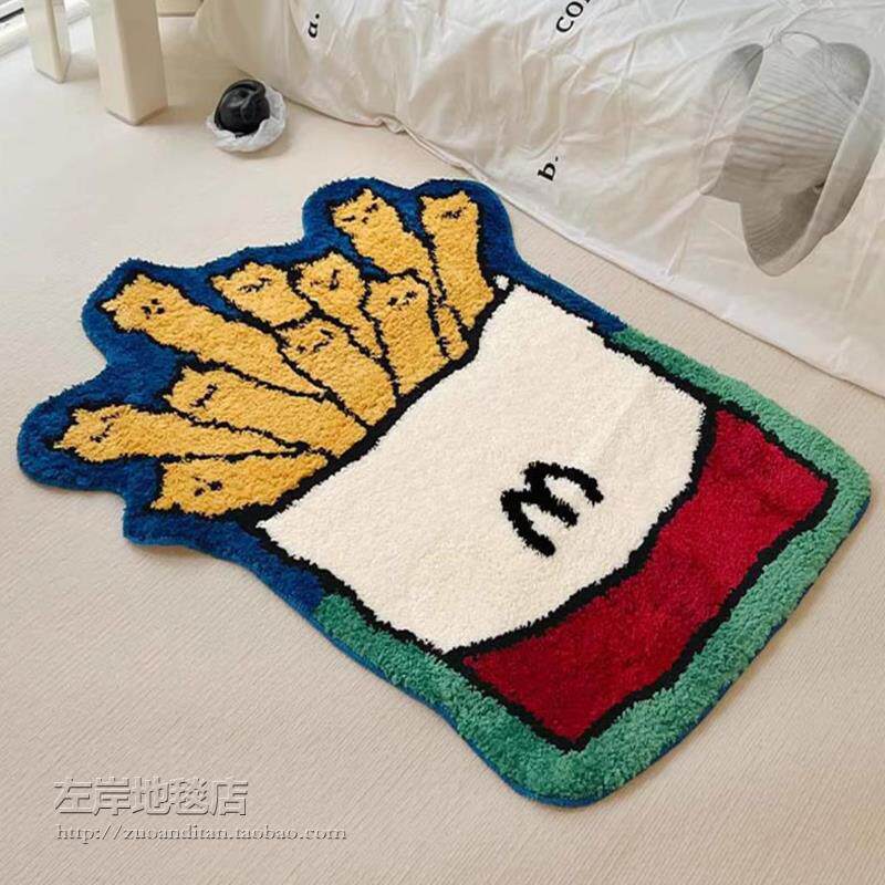 可爱异形M薯条人地垫客厅卧室床边毯玄关门口吸水防滑地垫可机洗