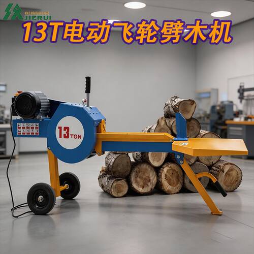 杰睿单手操作13吨劈木机电动驱动劈裂木材适合家庭使用与户外园林