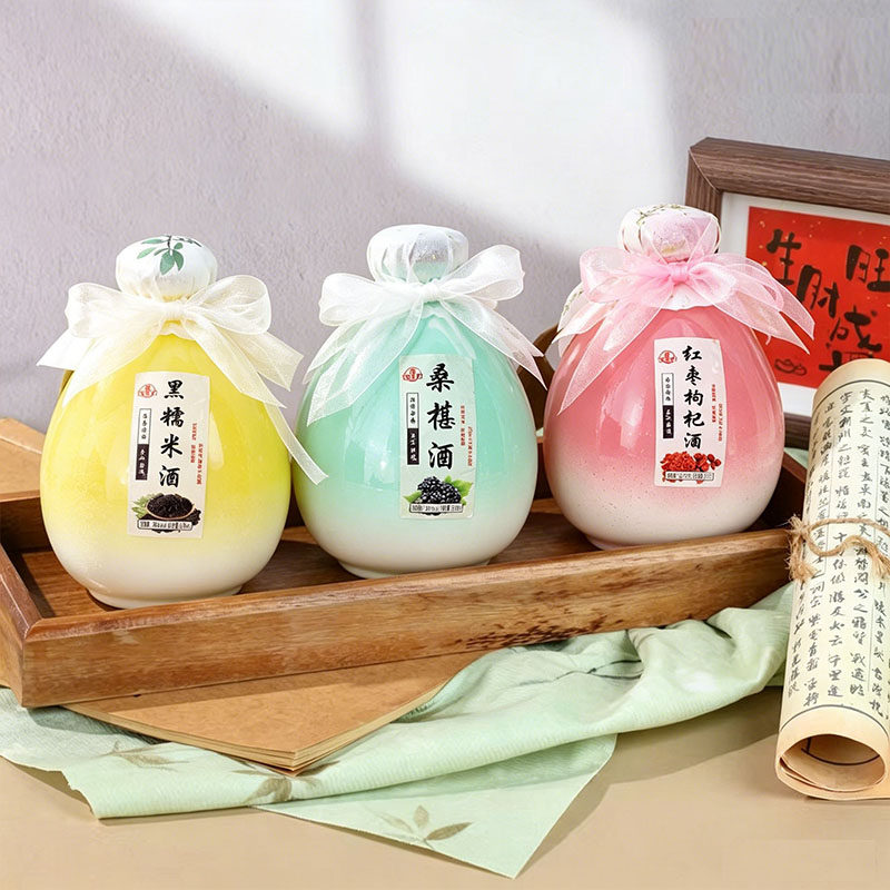 果酒米酿500ml*3坛 古风桑葚米酒枸杞醉女士低度微醺高颜值甜酒