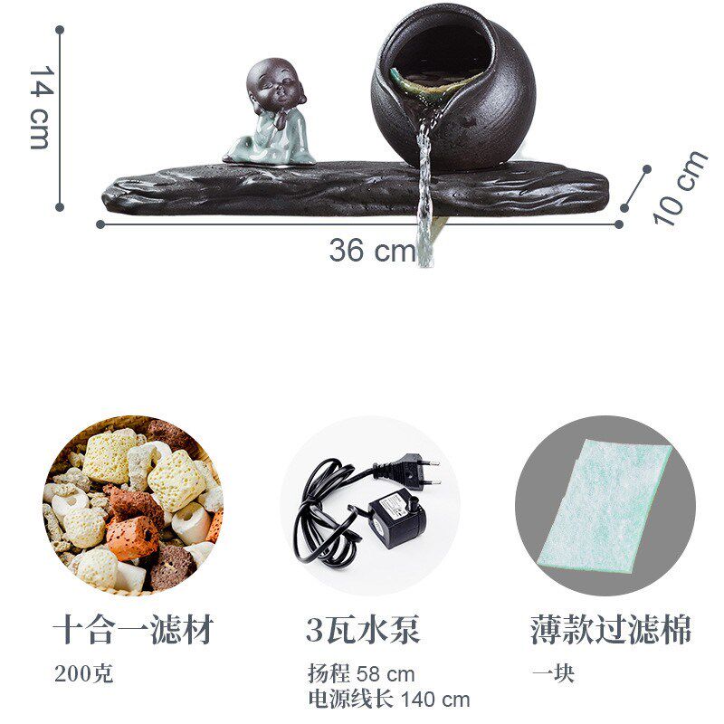 陶瓷木板防水防晒竹排石板古法养鱼板子水缸造景垫板田园装饰摆件