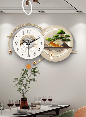 轻奢高档客厅挂钟2024新款网红现代简约家用餐厅钟表创意时钟挂墙