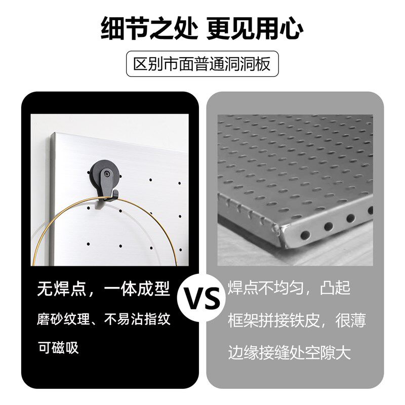 磨砂不锈钢洞洞板收纳整理置物架可磁吸不生锈防指纹洞洞板定制