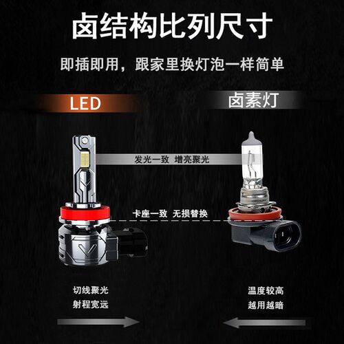 无线内置解码汽车led大灯h7h11h18HB4近9005h1h9远h4一体车灯灯泡