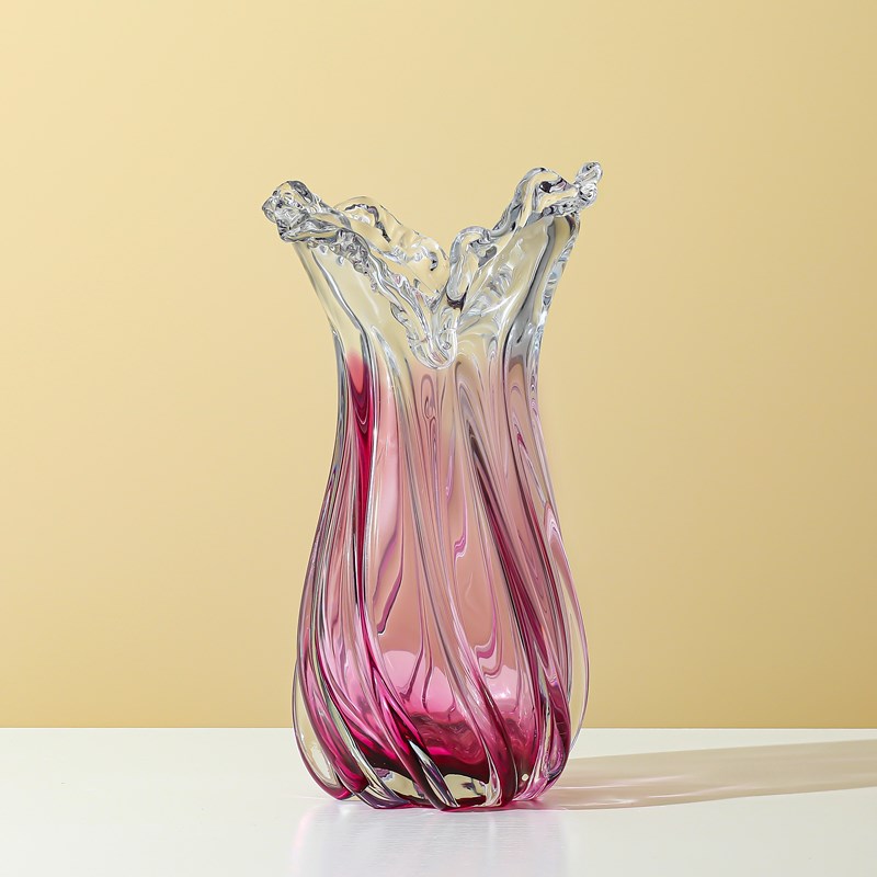 新品特价欧式网红粉色琉璃花瓶水果盘插花器居家客厅套装饰品摆件