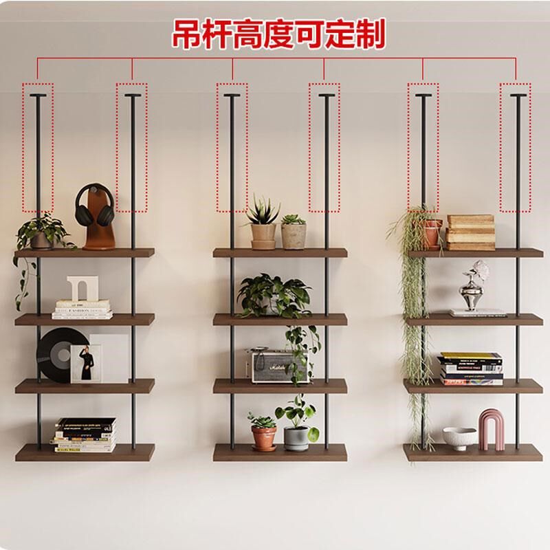极简铁艺吊架置物架悬挂展示架隔板一字架吊顶书架墙上壁挂装饰架