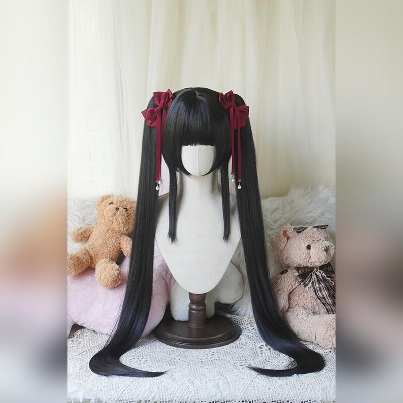 【御茶水】Lolita虎口夹 超长1米直双马尾 自然黑绿亚麻金焦糖棕