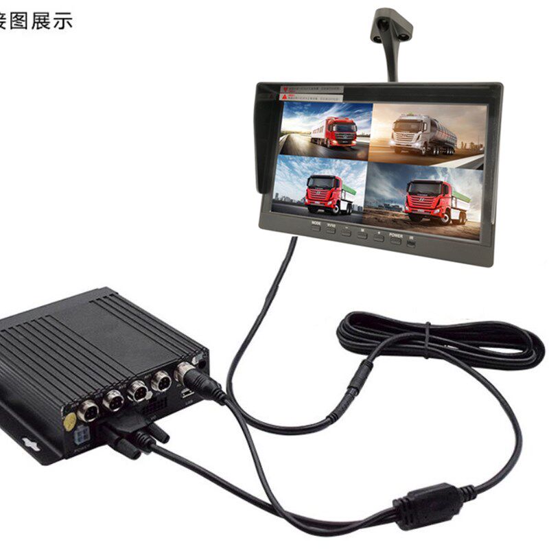 货车载7/9/10寸VGA四路监控录影机显示器倒车影像专用吸顶吊装屏