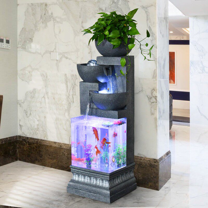 流水摆件养鱼缸喷泉水景观落地居家客厅办公室内招财加湿开业装饰