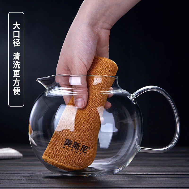 中式耐高温玻璃泡茶壶 加厚设计触控保温底座茶具组