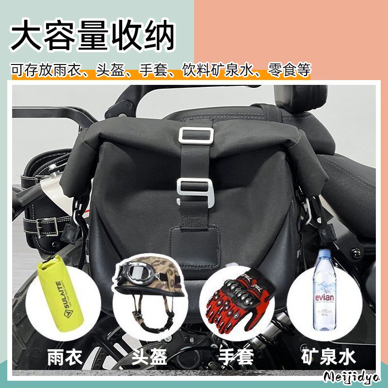 适用于钱江闪300边包侧包边箱复古改装摩托车储物挂包防水帆布包