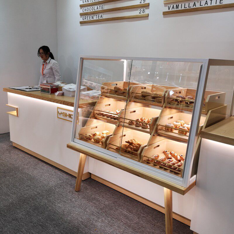 实木面包展示柜铁艺中岛边柜玻璃商用蛋糕模型柜收银台陈列货架