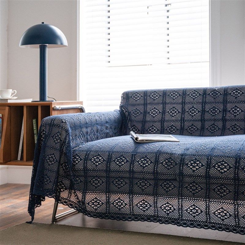 钩针复古镂空针织蕾丝全盖单人沙发毯盖布巾简约沙发巾套茶几盖布