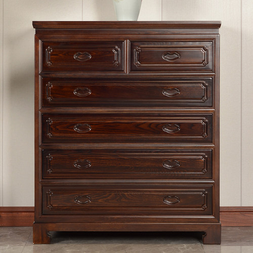 义仁阁新中式实木五斗柜卧室床尾储物柜六斗柜橱摆件抽屉柜收纳柜