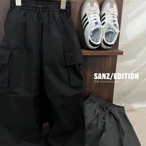 波拉韩国童装秋季2023新款儿童阔腿裤休闲束脚长裤男女童工装裤子