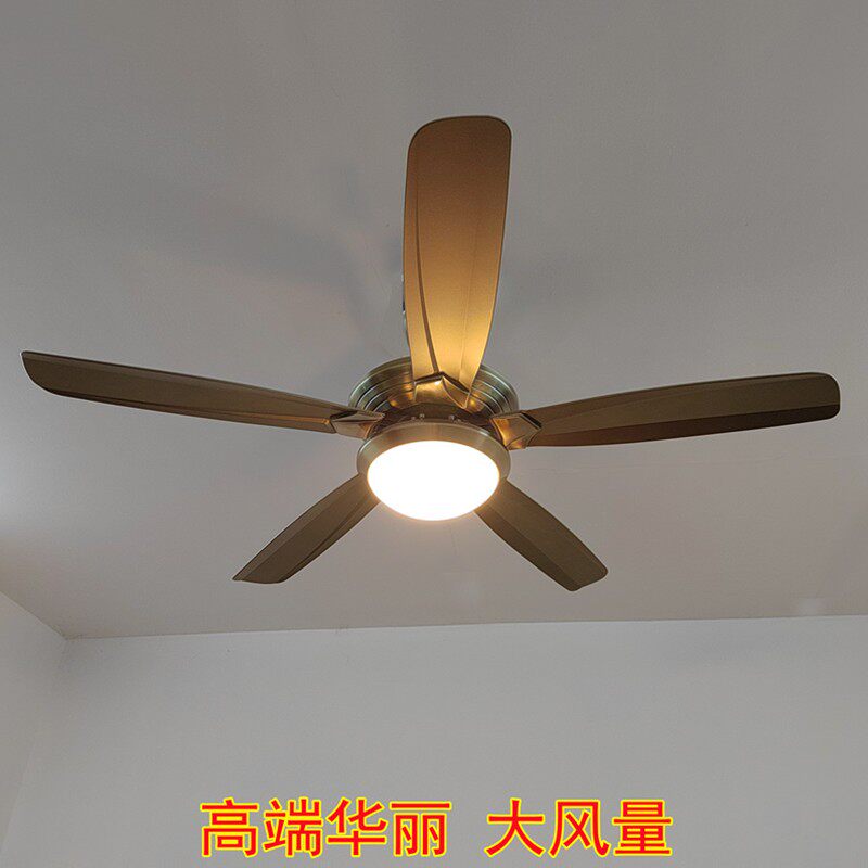 鸿基风扇灯欧中式复古新款大风力客厅餐厅电扇静音家用一体吊扇灯