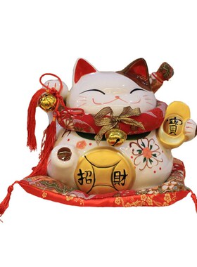 乐陶优品9寸陶瓷招财猫店铺乔迁家居摆饰开运送礼礼物存钱存钱筒