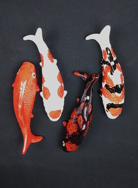 鲤鱼陶瓷工艺品摆件 石湾公仔 家居饰品客厅墙饰 创意纯手工壁画