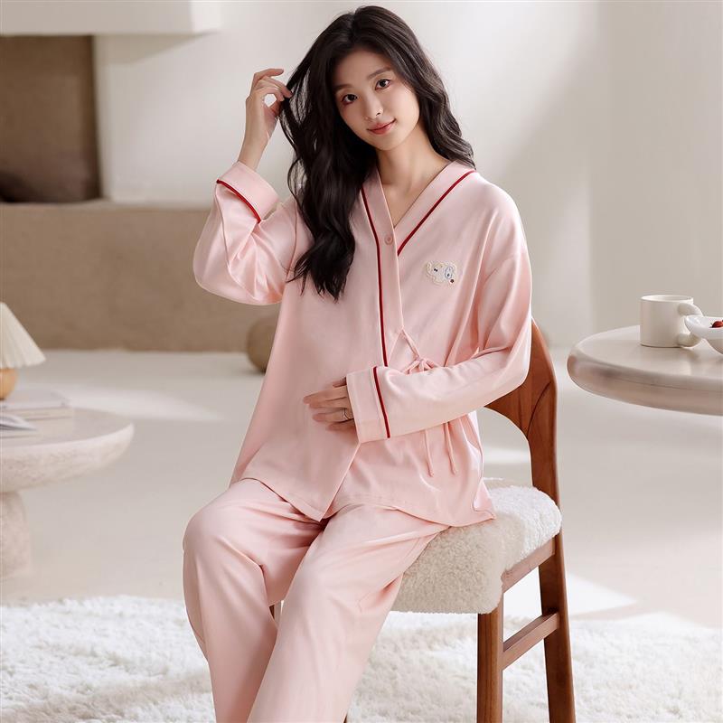 孕妇家居服套装2025新款春秋冬月子服孕期产后哺乳睡衣绑带休闲女
