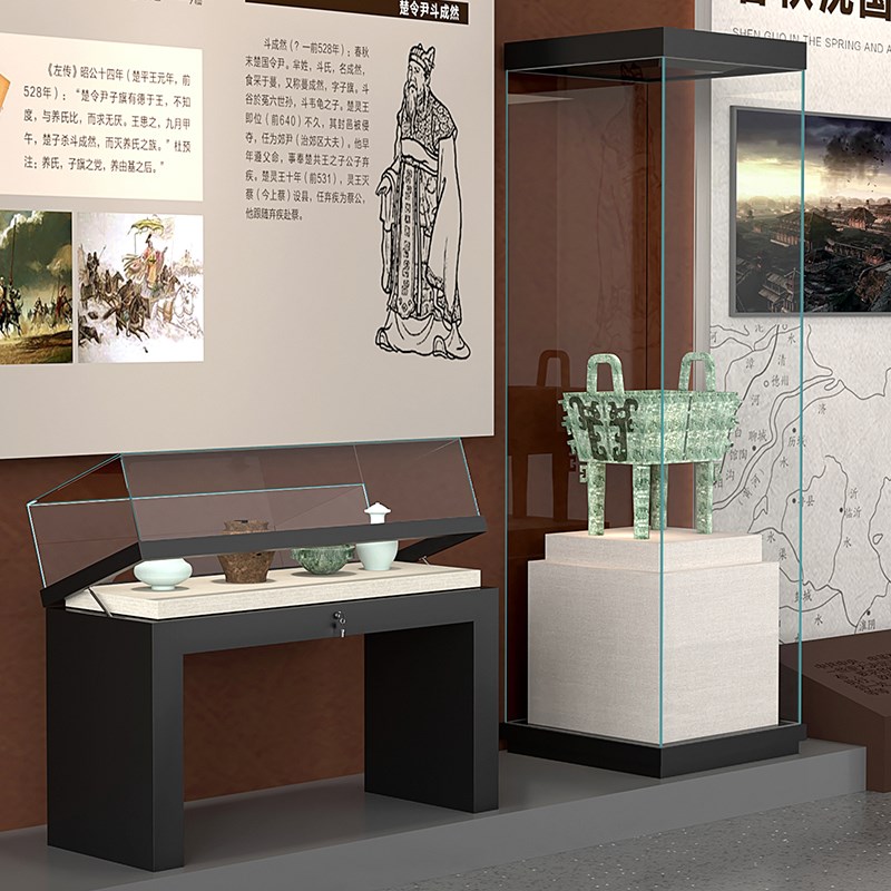 博物馆液压展示柜文物收藏展览玻璃柜台古董瓷器珠宝首饰陈列展柜